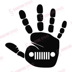 Waving Jeep Hand Decal